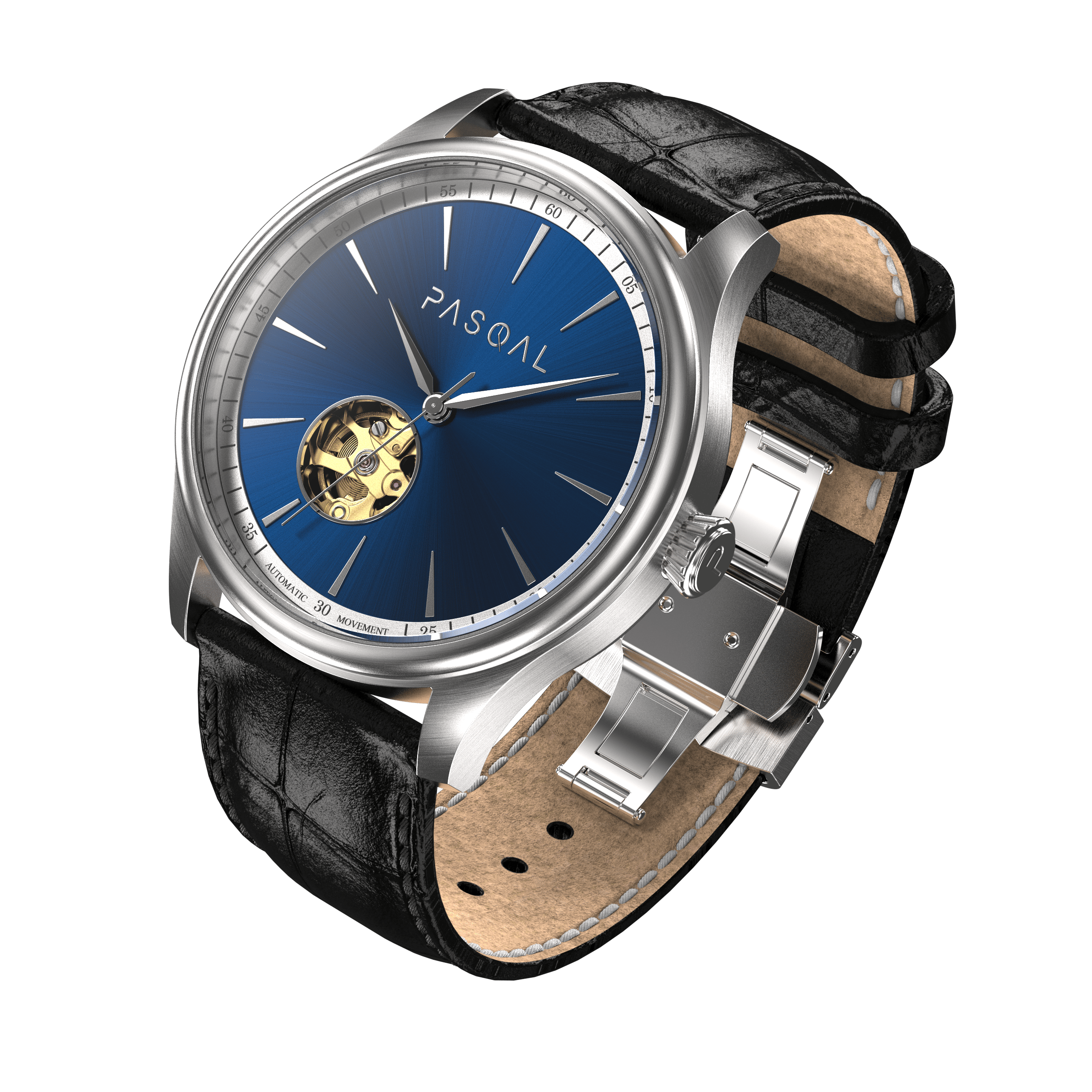 Wilhelm 42 Silver/Blue - Pasqal Watches
